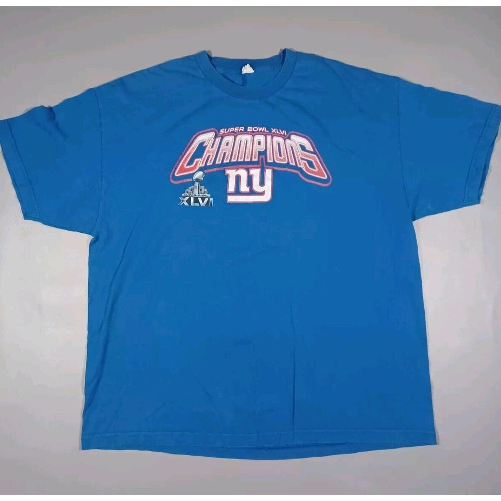 New York Giants Shirt‎ Mens 2XL Blue Super Bowl XLVI Champions